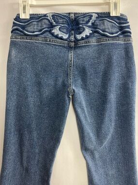 Pacsun Butterfly Jeans 24” Blue Low Rise Boot Stamp Grunge Fairy Mothcore Y2K